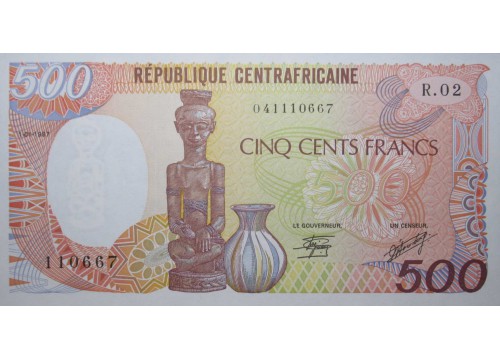 Банкнота Центральноафриканская Республика 500 (пятьсот) франков 1987 год. Pick 14c. UNC