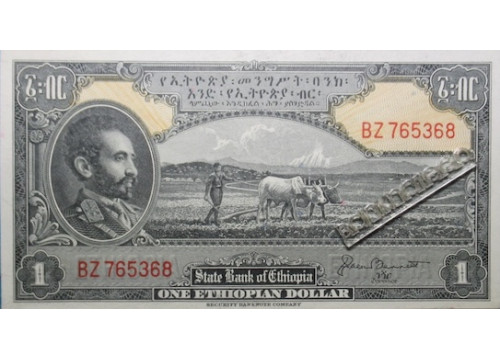 Банкнота Эфиопия 1 (один) доллар 1945 год. Pick 12b. UNC