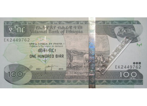 Банкнота Эфиопия 100 (сто) быр 2015 год. Pick 52g. UNC