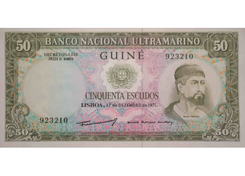 Банкнота Португальская Гвинея 50 (пятьдесят) эскудо 1971 год. Pick 44a3. UNC