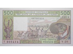 Банкнота Того 500 (пятьсот) франков 1989 год. Pick 806Tk. UNC