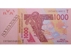 Банкнота Того 1000 (тысяча) франков 2019 год. Pick 815T. UNC