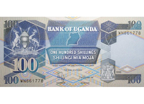 Банкнота Уганда 100 (сто) шиллингов 1998 год. Pick 31c. UNC