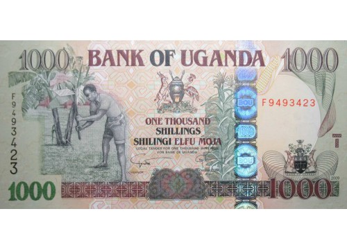 Банкнота Уганда 1000 (одна тысяча) шиллингов 2009 год. Pick 43d. UNC