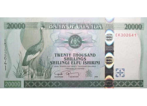Банкнота Уганда 20000 (двадцать тысяч) шиллингов 2009 год. Pick 46d. UNC