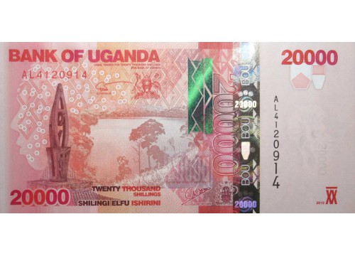 Банкнота Уганда 20000 (двадцать тысяч) шиллингов 2010 год. Pick 53a. UNC