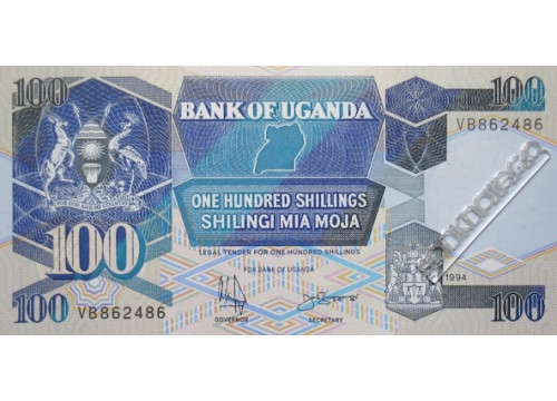 Банкнота Уганда 100 (сто) шиллингов 1994 год. Pick 31c. UNC