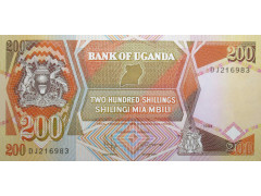 Банкнота Уганда 200 (двести) шиллингов 1996 год. Pick 32b3. UNC