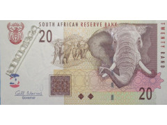 Банкнота ЮАР 20 (двадцать) рендов 2009 год. Pick 129d. UNC