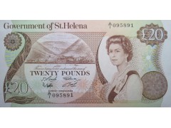 Банкнота Остров Святой Елены 20 (двадцать) фунтов 1986 года. Pick 10. UNC