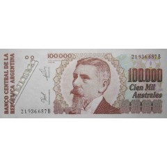 Банкнота Аргентина 100000 (сто тысяч) песо 1990 год. Pick 336. UNC