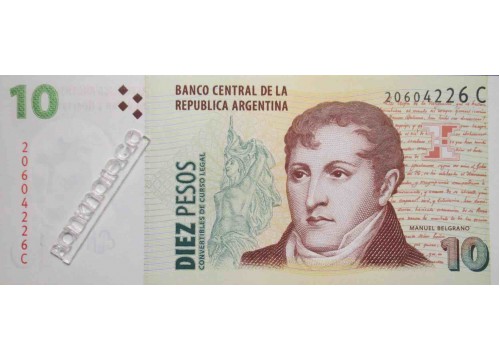 Банкнота Аргентина 10 (десять) песо 2003 год. Pick 348.1. UNC