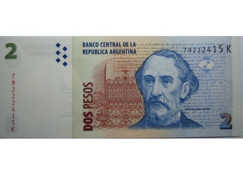 Банкнота Аргентина 2 (два) песо 2002 год. Pick 352.6. UNC