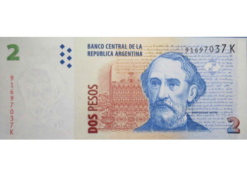 Банкнота Аргентина 2 (два) песо 2002 год. Pick 352.7. UNC
