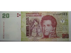 Банкнота Аргентина 20 (двадцать) песо 2002-2016 год. Pick 355a4. UNC