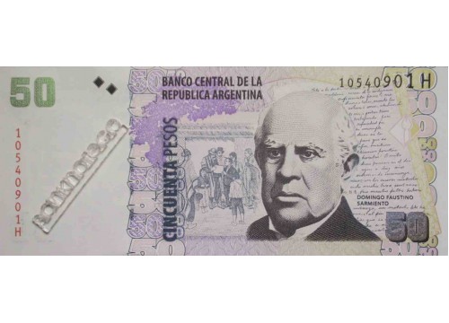 Банкнота Аргентина 50 (пятьдесят) песо 2003-15 год. Pick 356.6. UNC