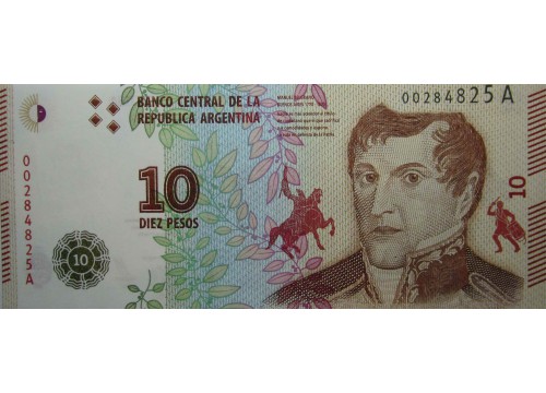 Банкнота Аргентина 10 (десять) песо 2016 год. Pick 360. UNC