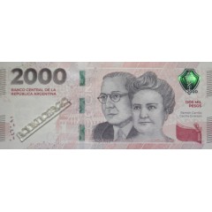 Банкнота Аргентина 2000 (две тысячи) песо 2023 год. Pick W368.2. UNC