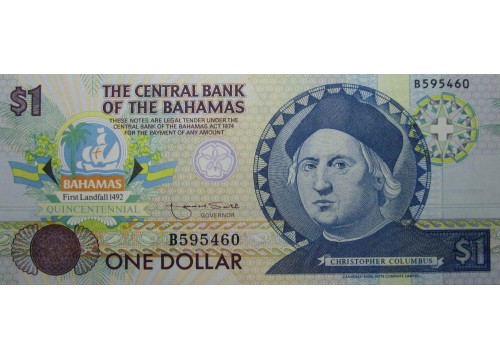 Банкнота Багамские о-ва 1 (один) доллар 1974 (1992) год. Pick 50. UNC