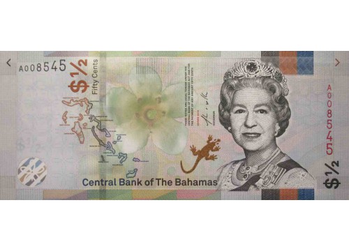 Банкнота Багамские о-ва 1/2  (одна вторая) доллара 2019 год. Pick A77. UNC