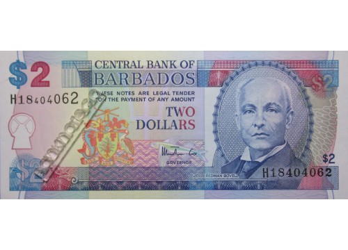 Банкнота Барбадос 2 (два) доллара 1998 год. Pick 54a. UNC
