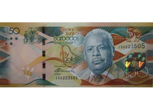 Банкнота Барбадос 50 (пятьдесят) долларов 2016 год. Pick 79. UNC