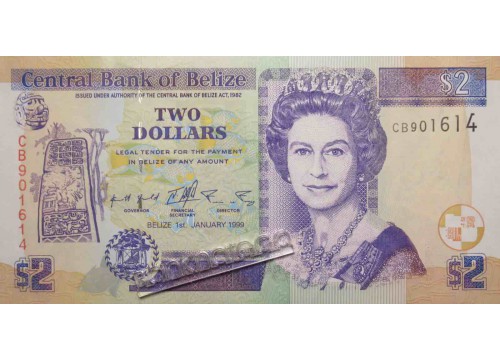 Банкнота Белиз 2 (два) доллара 1999 год. Pick 60a. UNC