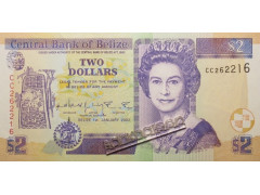 Банкнота Белиз 2 (два) доллара 2002 год. Pick 60b. UNC