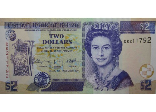 Банкнота Белиз 2 (два) доллара 2011 год. Pick 66d. UNC