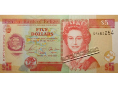 Банкнота Белиз 5 (пять) долларов 2003 год. Pick 67a. UNC