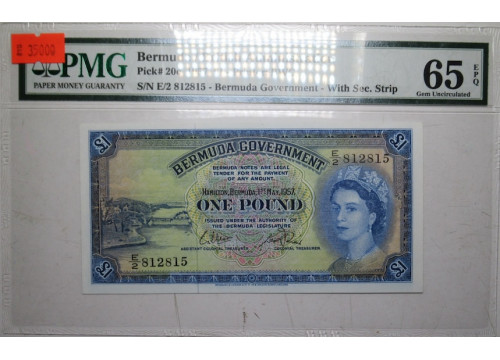 Банкнота Бермудские острова 1 (один) фунт 1957 год. Pick 20c. UNC