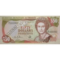 Банкнота Бермудские острова 50 (пятьдесять) долларов 1989 год. Pick 38. UNC