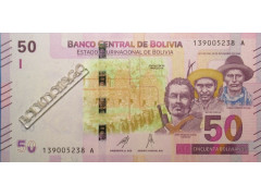 Банкнота Боливия 50 (пятьдесят)  боливано 2019 год. Pick 250.2. UNC