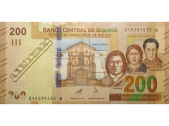 Банкнота Боливия 200 (двести) боливано 2019 год. Pick 252.2. UNC