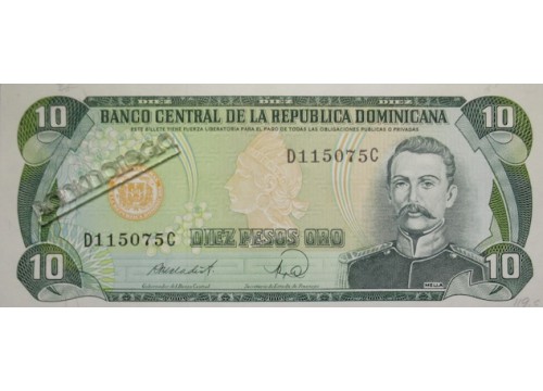 Банкнота Доминикана 10 (десять) песо 1988год. Pick 119c3. UNC