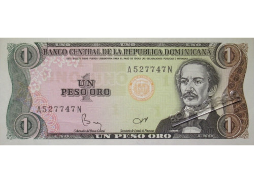 Банкнота Доминикана 1 (один) песо 1984 год. Pick 126a1. UNC