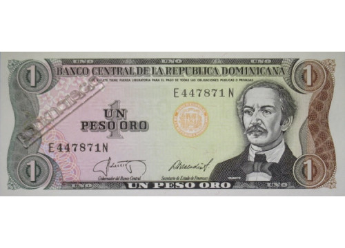 Банкнота Доминикана 1 (один) песо 1987 год. Pick 126b1. UNC