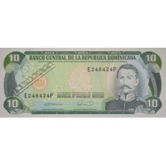Банкнота Доминикана 10 (десять) песо 1990 год. Pick 132. UNC