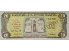 Банкнота Доминикана 20 (двадцать) песо 1992 год. Pick 139a. UNC