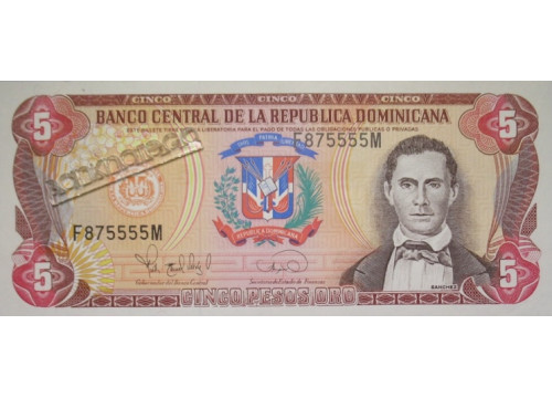 Банкнота Доминикана 5 (пять) песо 1995 год. Pick 147. UNC