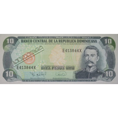 Банкнота Доминикана 10 (десять) песо 1995 год. Pick 148. UNC