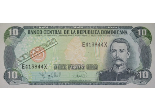 Банкнота Доминикана 10 (десять) песо 1995 год. Pick 148. UNC
