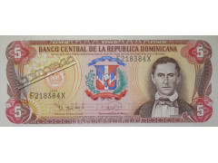 Банкнота Доминикана 5 (пять) песо 1995 год. Pick 152a. UNC