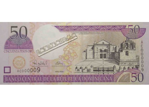 Банкнота Доминикана 50 (пятьдесят) песо 2000 год. Pick 161. UNC