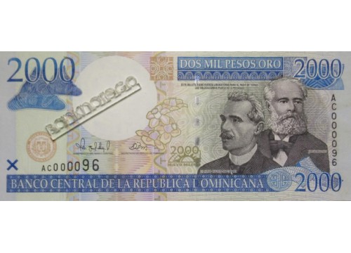 Банкнота Доминикана 2000 (две тысячи) песо 2000 год. Pick 164. UNC