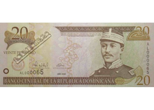 Банкнота Доминикана 20 (двадцать) песо 2000 год. Pick 166. UNC