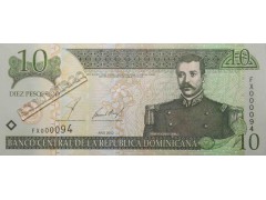 Банкнота Доминикана 10 (десять) песо 2002 год. Pick 168b. UNC
