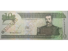 Банкнота Доминикана 10 (десять) песо 2002 год. Pick 168c. UNC