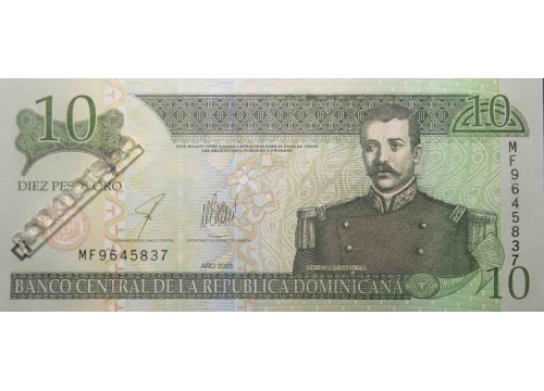 Банкнота Доминикана 10 (десять) песо 2002 год. Pick 168c. UNC