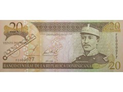 Банкнота Доминикана 20 (двадцать) песо 2002 год. Pick 169b. UNC